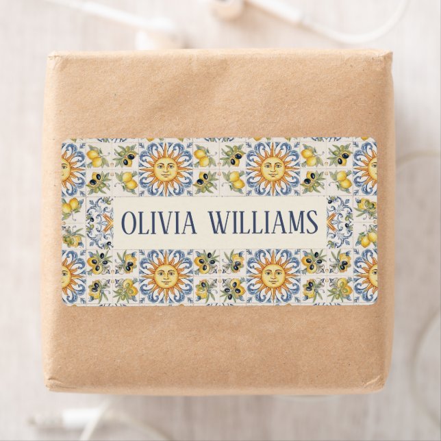 Etiqueta Mediterranean Lemon Tile Italian Coastal Design (Insitu)