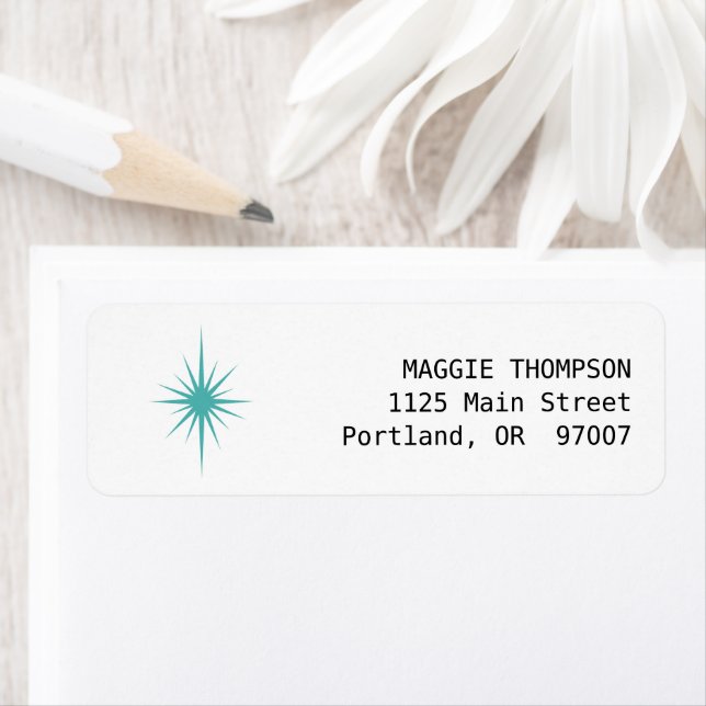 Etiqueta Meio século de Retrô Turquoise Atomic Starburst (Insitu)