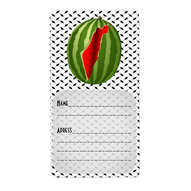 Etiqueta Melancia Palestina - Fatia de Mapa (Frente)