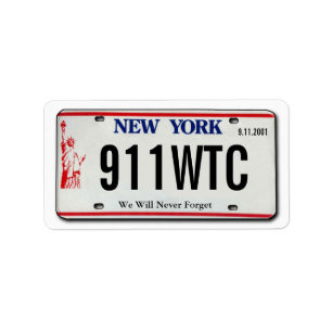 Etiqueta memorável de Avery da matrícula de 911
