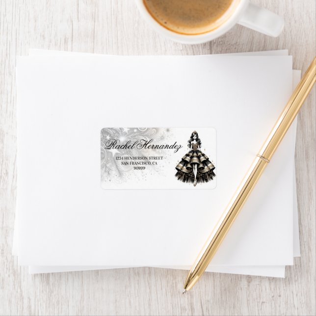 Etiqueta Menina de Quinceañera Preta e Dourada (Insitu)