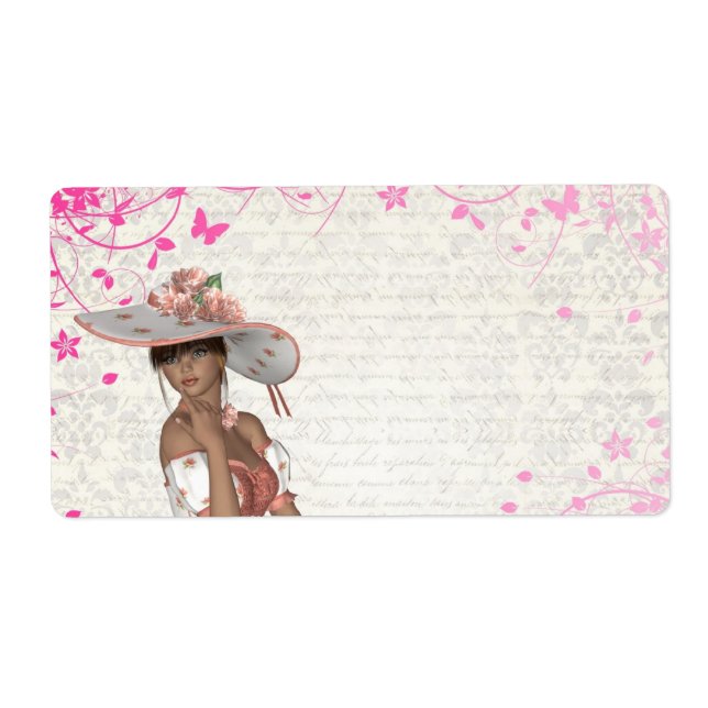 Etiqueta Menina de verão rosa (Frente)