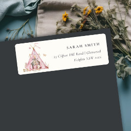 Etiqueta Meninas Rosa Tent Sleepover SlumbParty Endereço