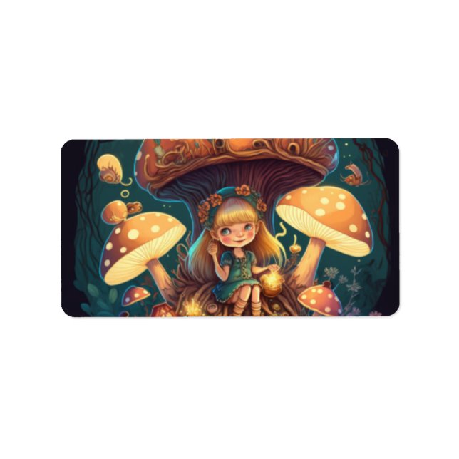 Etiqueta Menininha viva entre os cogumelos (Frente)