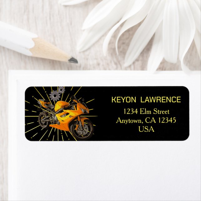 Etiqueta Menino Preto e Dourado Moto Motocicleta Bicicleta  (Insitu)