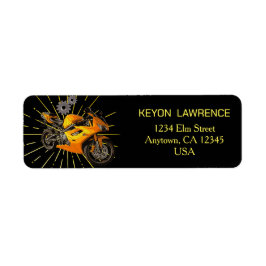 Etiqueta Menino Preto e Dourado Moto Motocicleta Bicicleta 