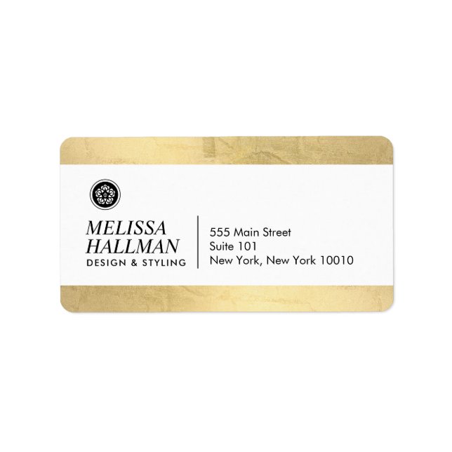 Etiqueta Menor Luxo Floral Designer Faux Dourado (Frente)