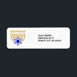 Etiqueta Menorah e a estrela do rótulo David<br><div class="desc">Menorah e a estrela do rótulo David</div>