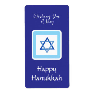 Etiqueta Mensagem HANUKKAH Retângulo azul