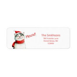 Etiqueta Meow Cat Cute Christmas Return Address