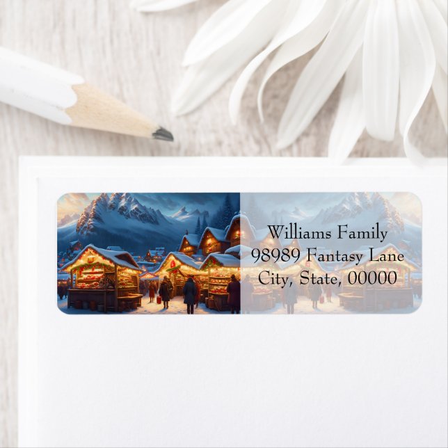 Etiqueta Mercado de Natal nas montanhas - costume (Insitu)