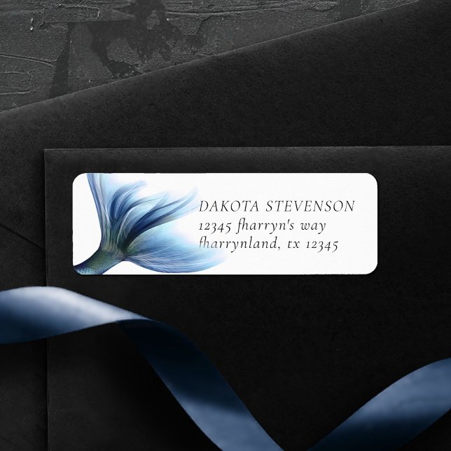 Etiqueta Mermaid Glitz Desk | Princesa Blue Tail Address (Criador carregado)