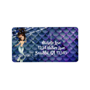 Etiqueta Mermaid in Blue ~ Sparkling Under the Sea Address