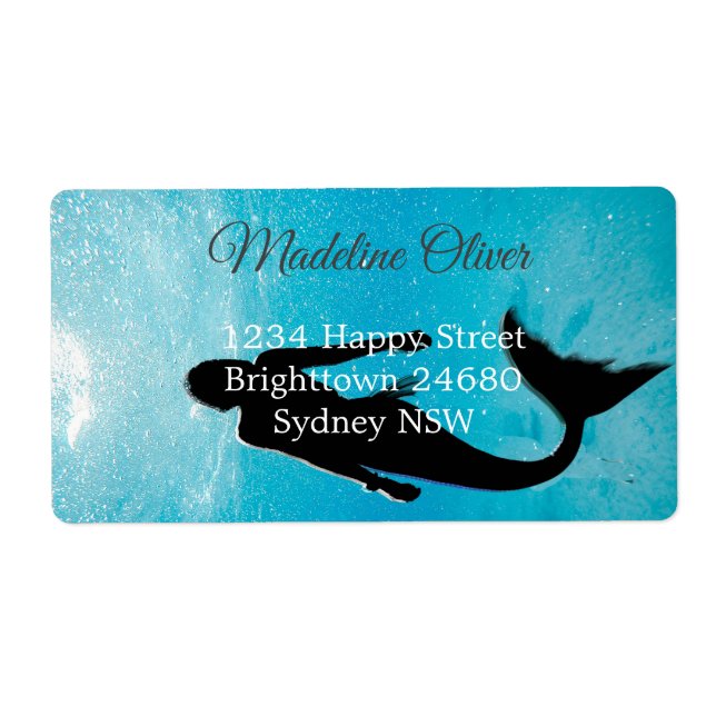 Etiqueta Mermaid Silhouette Blue Ocean (Frente)