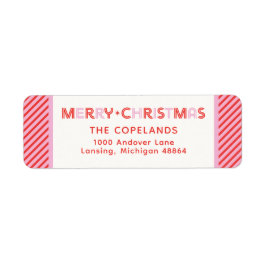Etiqueta Merry Christmas Candy Cane Stripe Personalizado
