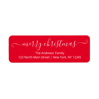 Etiqueta Merry Christmas Cote Elegante Red White Typografia