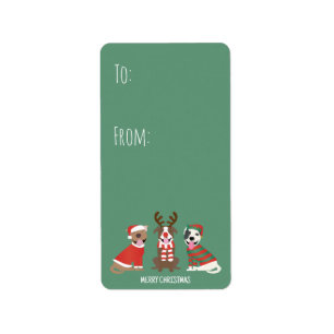 Etiqueta Merry Christmas Pit Bull Cães