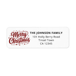 Etiqueta Merry Christmas Typography Black Return Address
