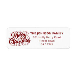 Etiqueta Merry Christmas Typography Logo Red Return Address