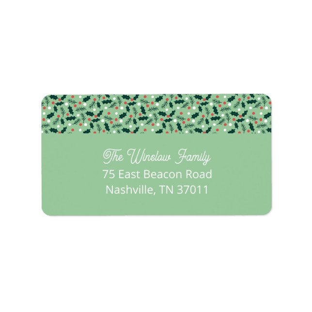 Etiqueta Merry Holly Days Address Label (Green) (Frente)