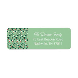 Etiqueta Merry Holly Days Return Address Label (Green)