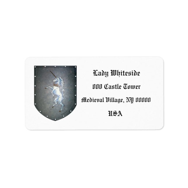 Etiqueta Metal Shield Unicorn em branco (Frente)