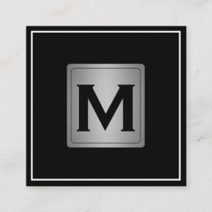Etiqueta metálica de prata clássica com monogram