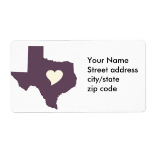 Etiqueta Meu coração está no Texas