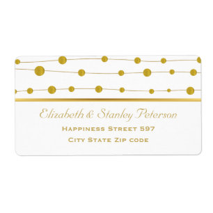 Etiqueta Miçangas de folha de ouro e casamento moderno de f