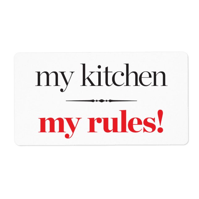 Etiqueta Minha cozinha, minhas regras (Frente)