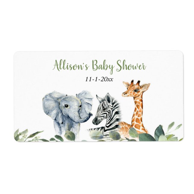 Etiqueta Mini garrafa d'água ou champanhe de animais Safari (Frente)