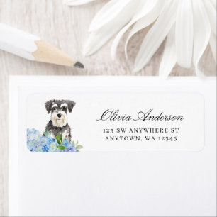 Etiqueta Miniatura Schnauzer Blue Hydrangea Endereço de dev