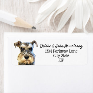 Etiqueta Miniatura Schnauzer Dog Puppy Return Endereço