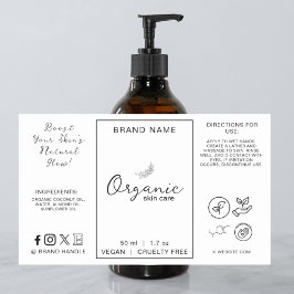 Etiqueta Mínima de Produto Orgânico Skincare