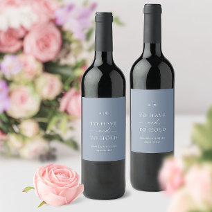 Etiqueta Mínima de Vinho Azul de Casamento