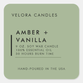 Etiqueta Mínima Mínima de Vela Verde Sage