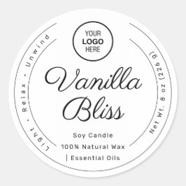 Etiqueta Mínima Preta Branco - Velas de Soja Feita