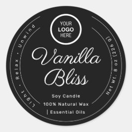 Etiqueta Mínima Preta Branco - Velas de Soja Feita