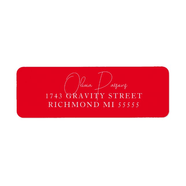 Etiqueta Mínima Vermelha Negrito com Script (Frente)