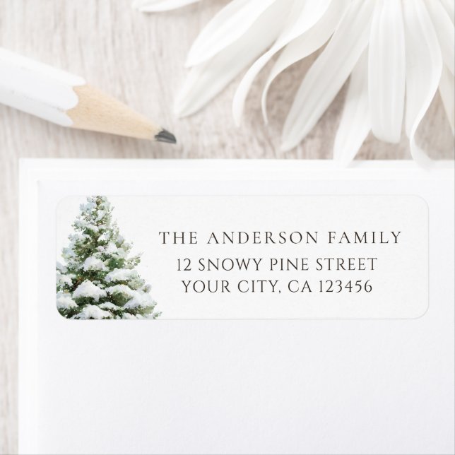 Etiqueta Minimal Pine Tree Christmas Address (Insitu)