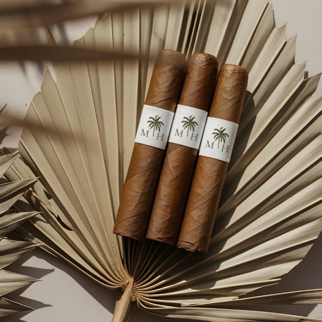 Etiqueta Minimal Tropical Palm Tree Monogram Cigar Bands (Minimal Tropical Palm Tree Monogram Cigar Bands Label)