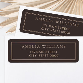 Etiqueta Minimalist Brown Two Border Return Address