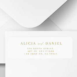 Etiqueta Minimalist gold white wedding return address