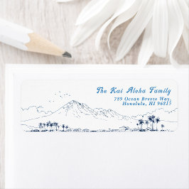 Etiqueta Minimalist Hawaii Mountain Return Customizable