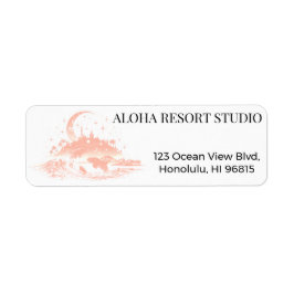 Etiqueta Minimalist Hawaiian Night Orange Tropical Return 