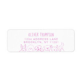 Etiqueta Minimalist Lilac Cute Dogs Sketch Return Address