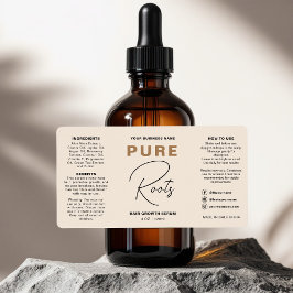 Etiqueta Minimalist Neutral Beige Hair Oil Dropper Bottle