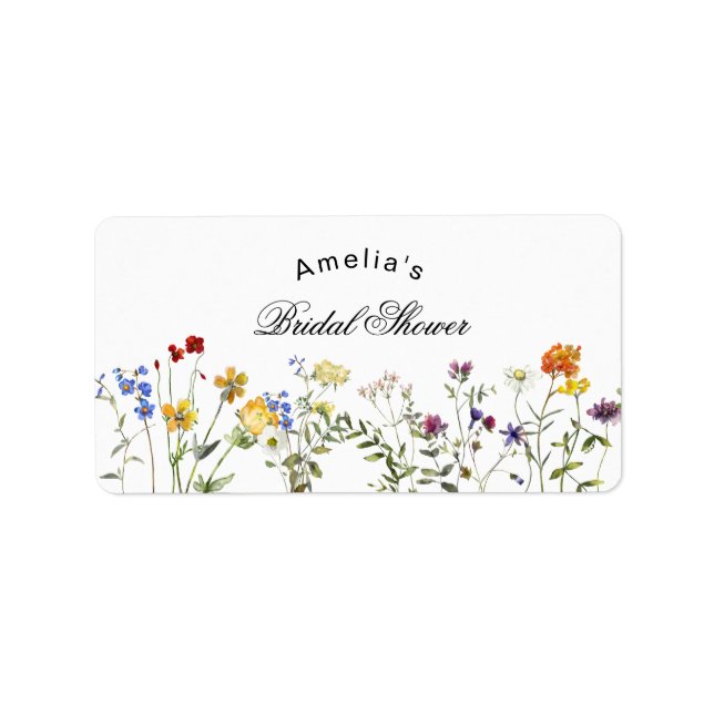Etiqueta Minimalist Wildflower Bridal Shower (Frente)