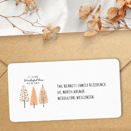 Etiqueta Minimalista Boho Nórdico Pinheiros Endereço de Ret