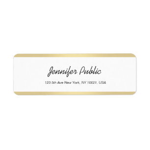 Etiqueta Minimalista elegante do roteiro branco Dourado